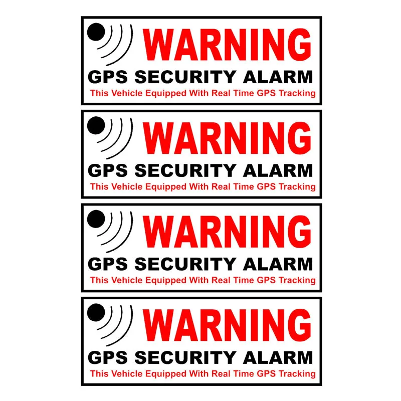 

Hot Sell 4X Car Sticker WARNING GPS SECURITY ALARM Motorcycle Decals Vinyl Sunscreen Anti-UV PVC 3.8cm X 10.5cm