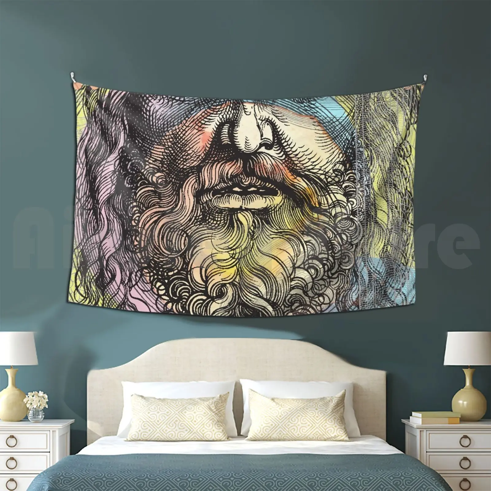 Philosopher Or Hipster ? Tapestry Living Room Bedroom Beard Hipster Etch Cool Philosophy Colorful Retro Old Old