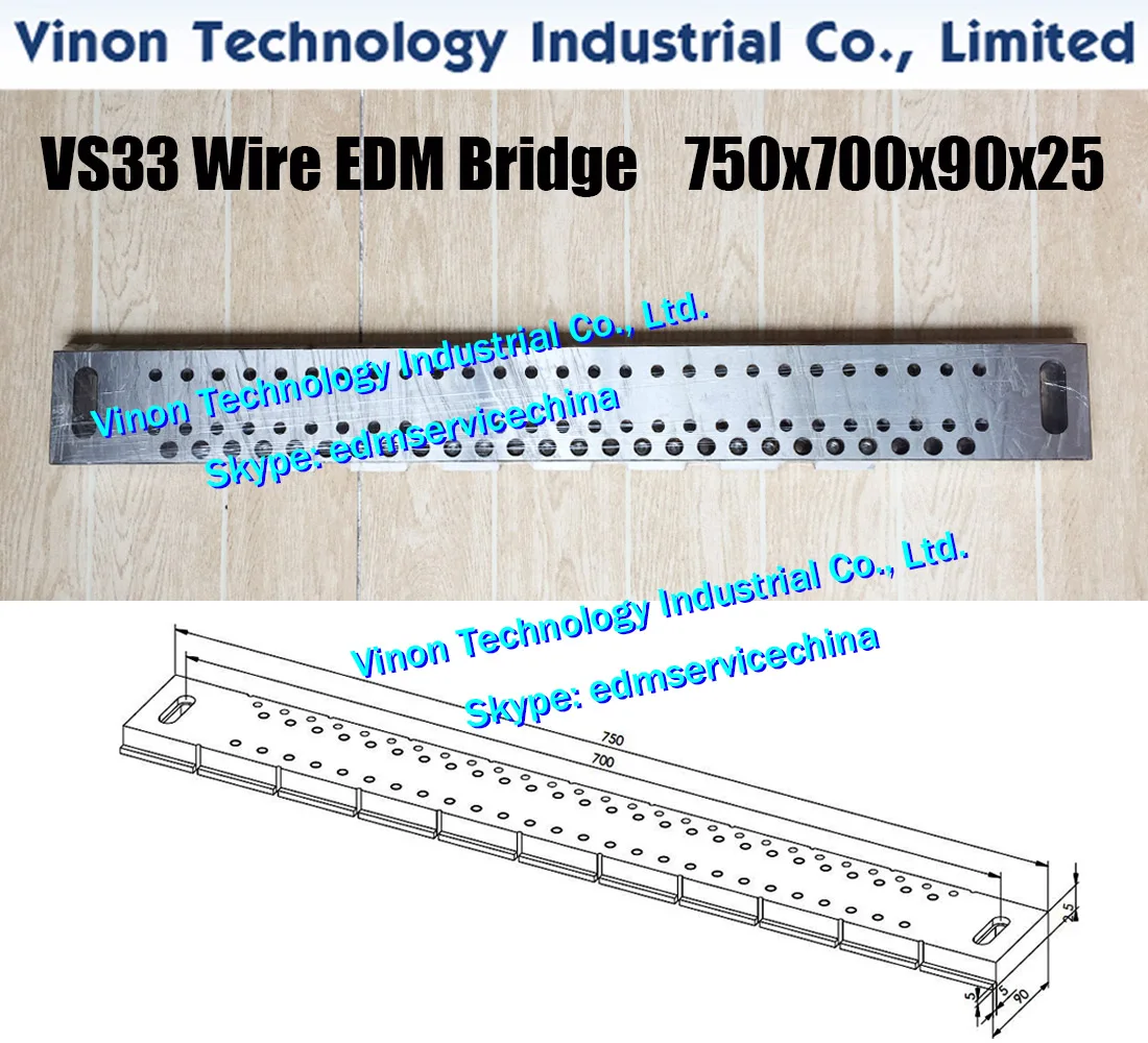 VS33 Wire EDM Bridge L=750x700x90x25+5Lmm, High Precision Wire-cut Beam 750mm Long (Stainless Steel) used for S odick VL600