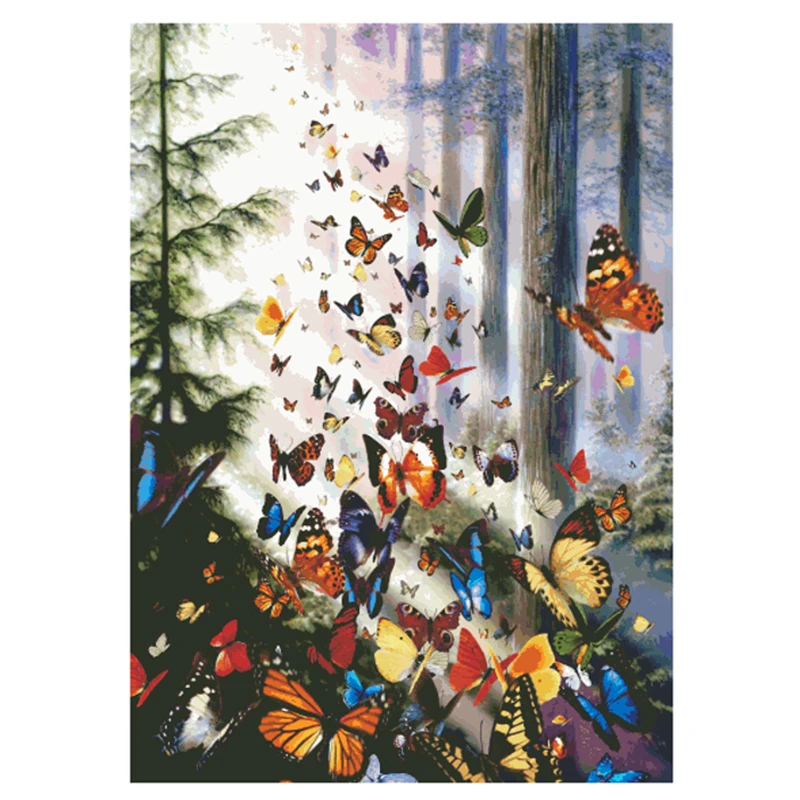 Butterfly wood counted cross stitch kit embroidery needlework 18ct 14ct 11ct  white cloth cotton thread DIY handmade needlework