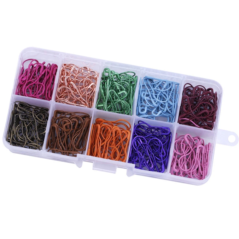 300PCS Mix Color Safety Pins Gourd Shape Metal Clips Gourd Pins Knitting Cross Stitch Marker Tag Pins Clips for DIY Clothing