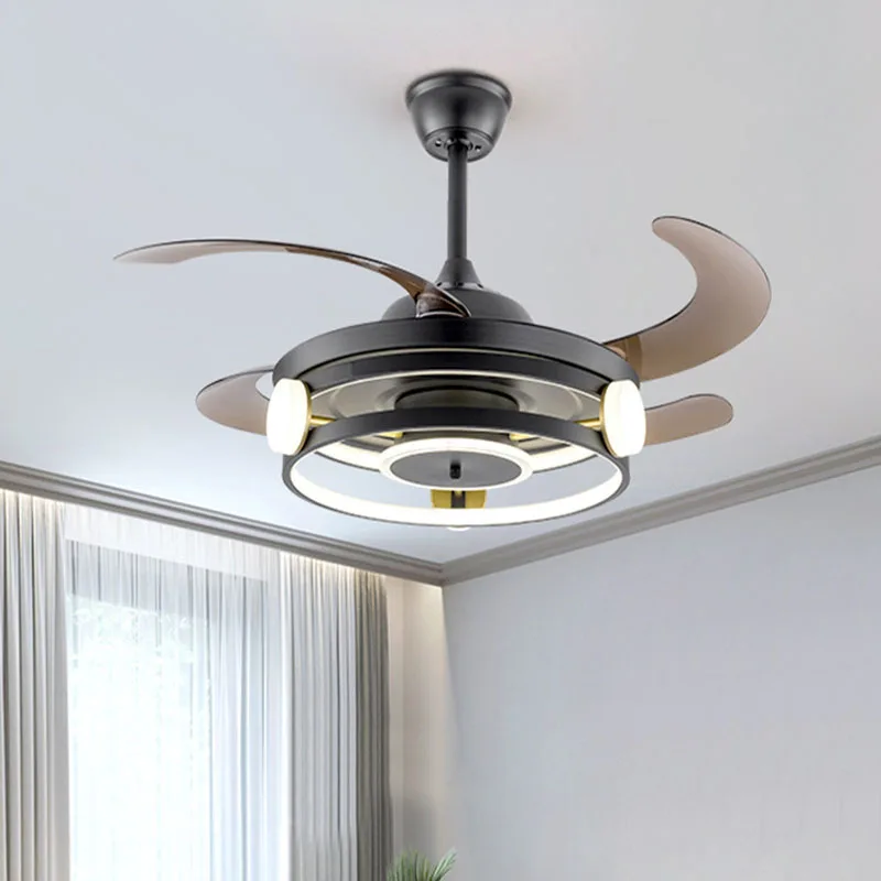 Modern ceiling fan with lights for living room dining room invisible fan Led ceiling fan For Home Decro ventilador de teto