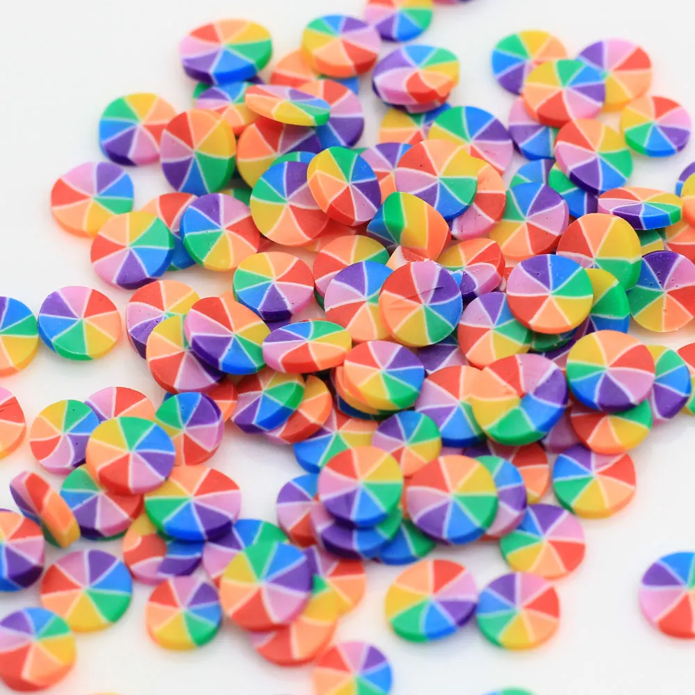 5mm Round Rainbow Color Polymer Clay Simulation Candy Sprinkles Party Decoration Confetti  Fillers