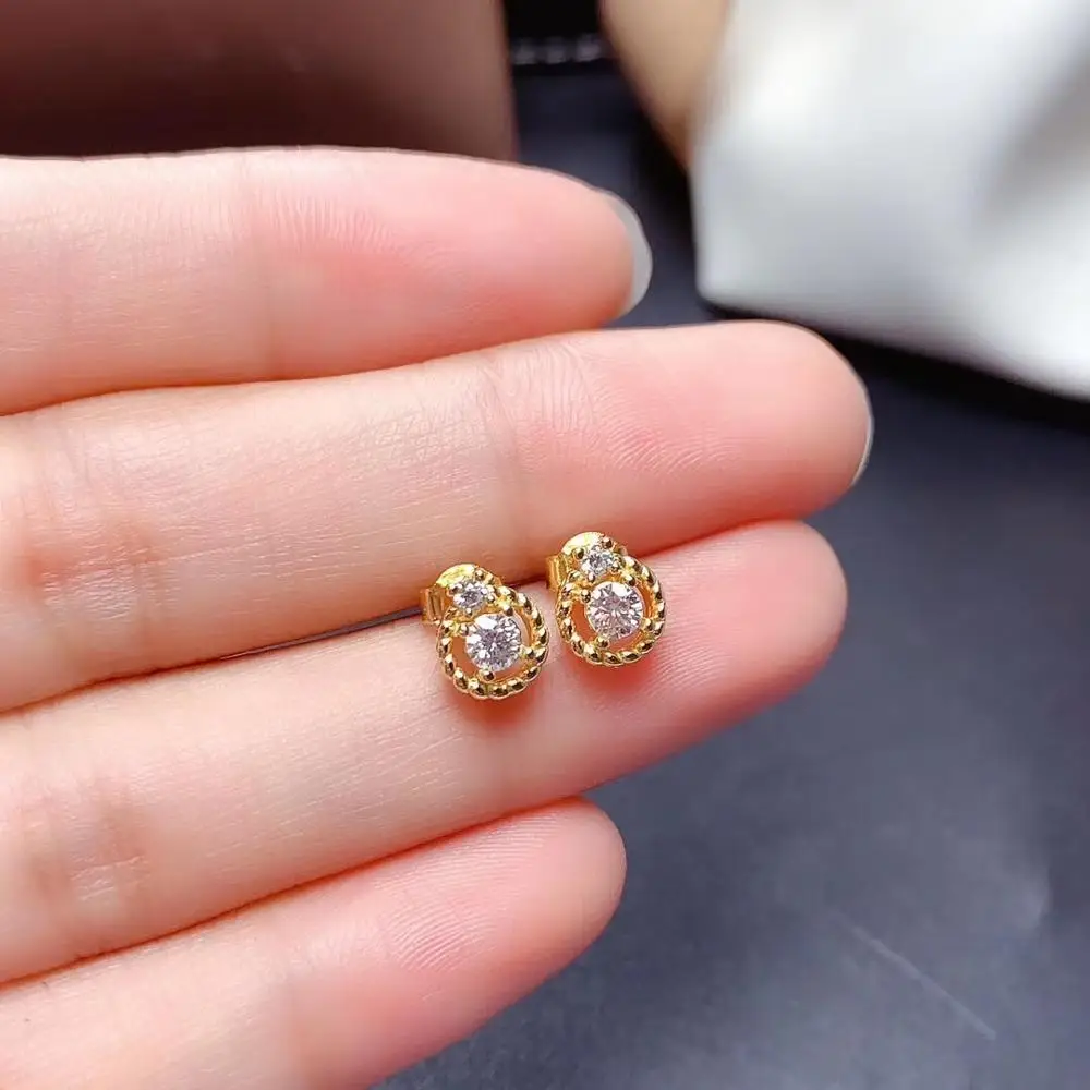 chic but exquisite 3x3mm size shiny moissanite stud earrings for women real 925 silver gold plated certified gem birthday gift