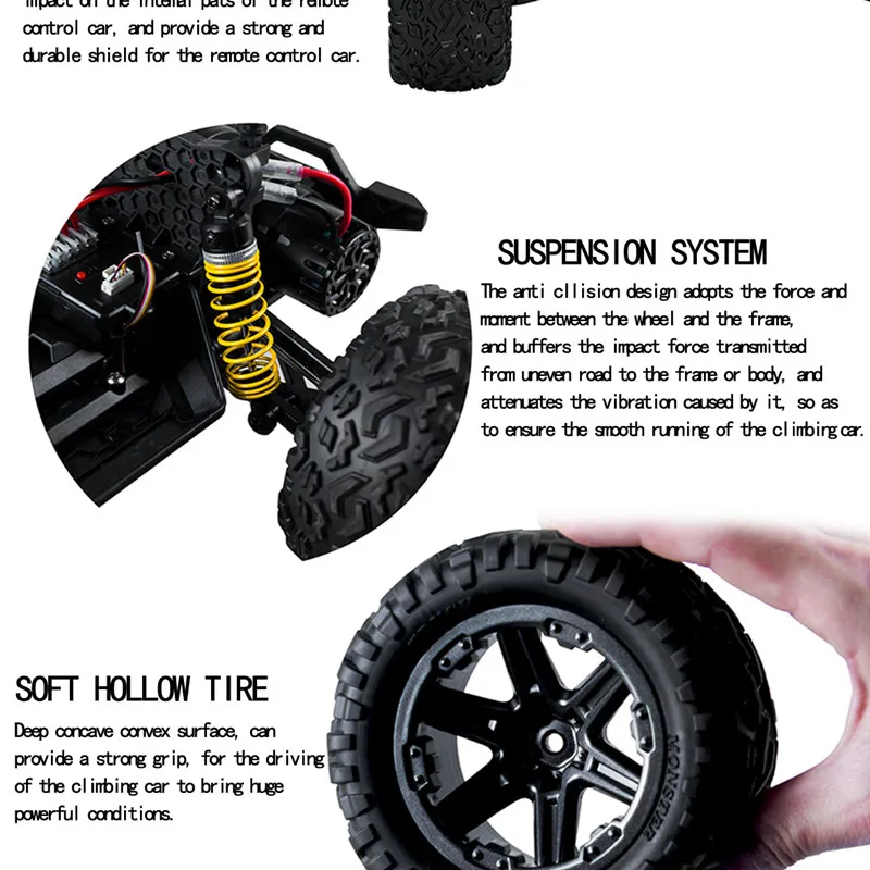 

2.4 Ghz High Speed Drift Remote Control Off-Road Car 60KM/H 6KG Waterproof Steering Gear Super Shock Absorber RC Car Toy Gift