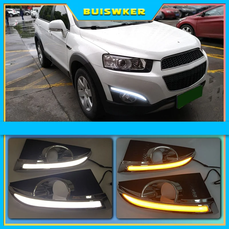 

1 Pair For Chevrolet Captiva 2011 2012 2013 turn Signal Relay Car-styling 12V LED DRL Daytime Running Lights with fog lamp hole