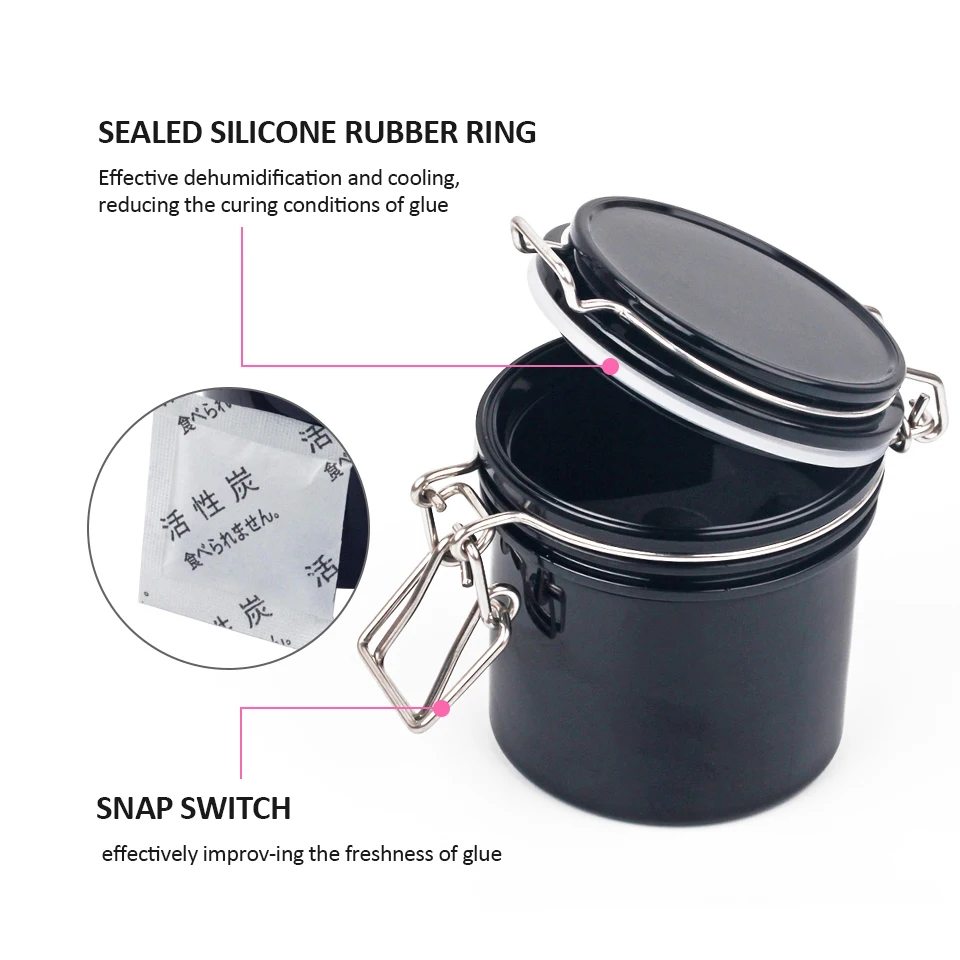 NEWCOME Zbiornik do przechowywania kleju do rzęs Klej węglowy Uszczelniony stojak na torby Indywidualny zbiornik do przechowywania kleju do przedłużania rzęs Narzędzia do makijażu