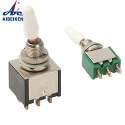 3 pin 6pin 2 position 6mm 2A 250V SPDT tripod toggle switch KNX tripod ON/ON 2 Way Latching DPDT Miniature White hat