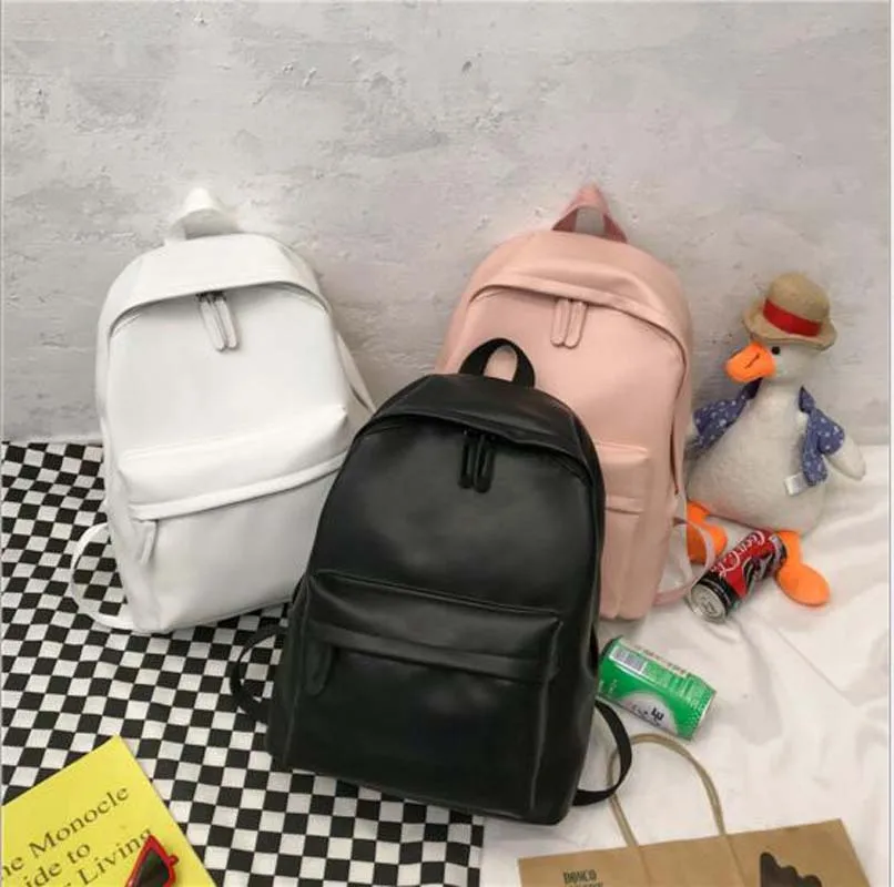 Preppy Style Men Women High Quality Soft Leather School Bag Luxury Designer Solid Double Zipper Shoulder Bags Travel Backpack