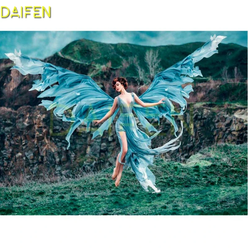 Full Round Diamond embroidery Cross stitch Butterfly girl DIY Diamond painting Mountain forest Full Square Diamond mosaic dancer