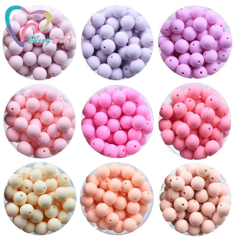 Teeny Teeth 100 PCS Dia 15 MM Round  Series Silicone Loose Beads,BPA Free DIY Toys Silicone Chewable Beads