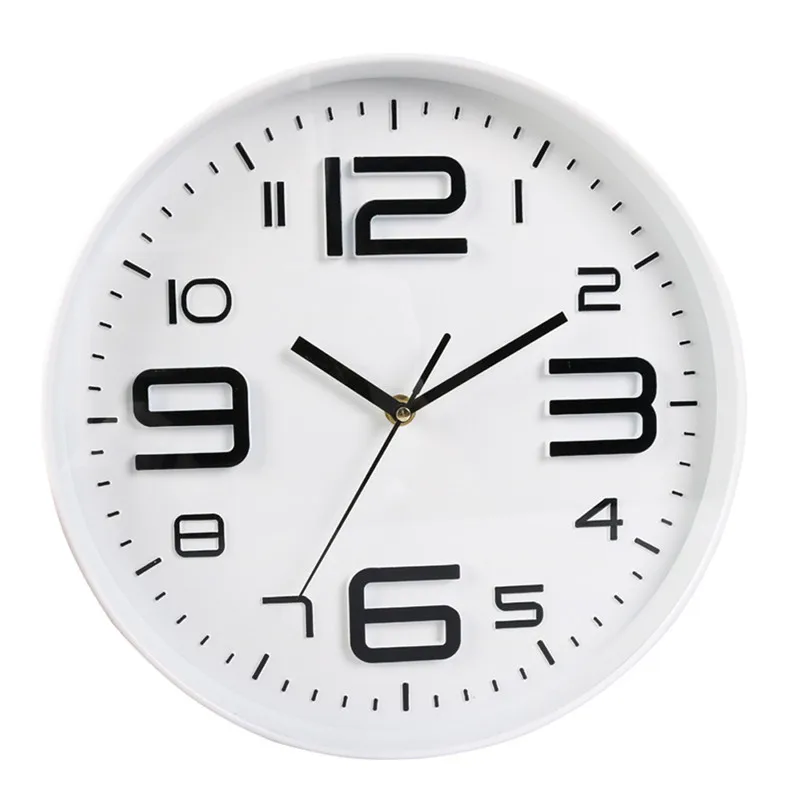 Silent Wall Clock 12 Inches Nordic Quartz Quiet No Tick Battery Powered White and Black Watch Clocks Modern Kitchen Home Decor