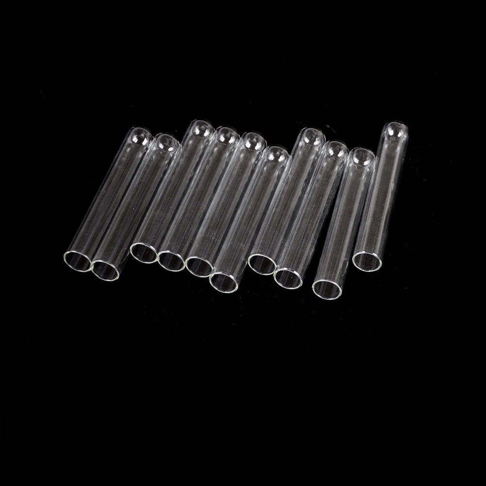 10pcs Transparent Pyrex Glass 1mm Thick Wall Test Tubes Blowing Fire Polished Ends Test Tube 100mm Length