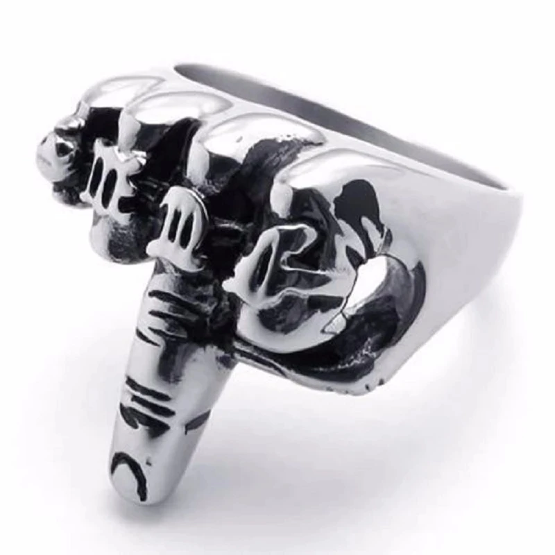 Hot Cool Unique Jewelry Men\'s Biker Middle Finger Up Stainless Steel Ring Specially Designed For Real Cool Men Size 7 to 15