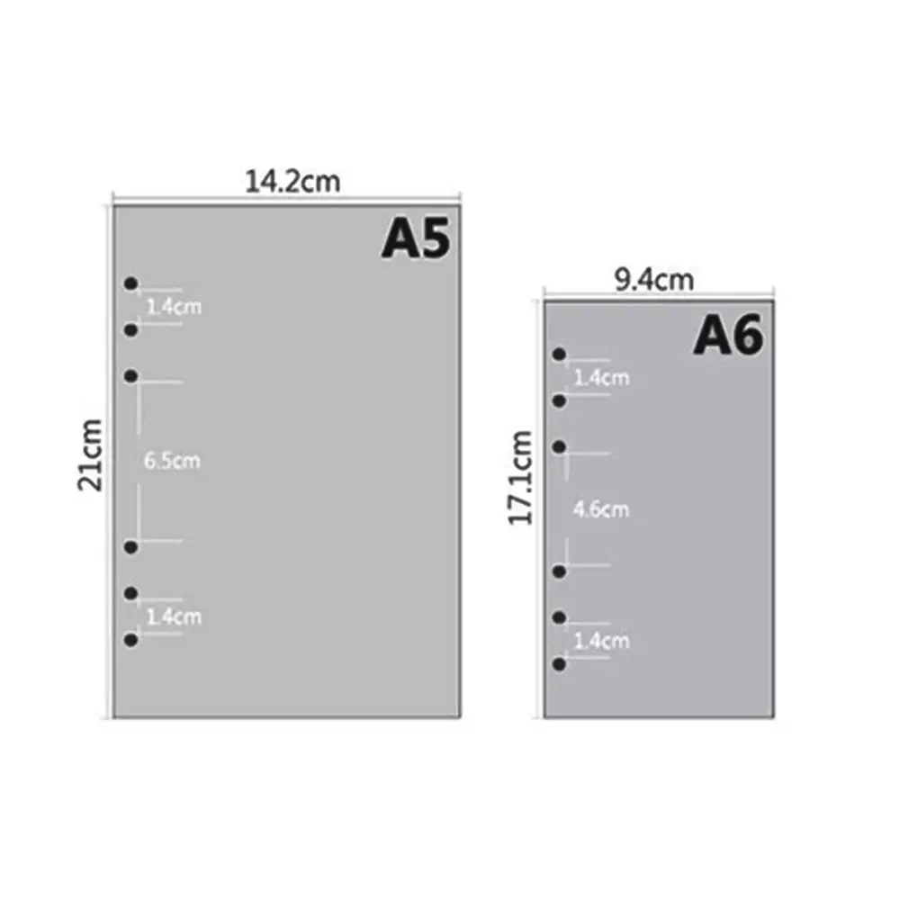 45 hojas/90 páginas anillo cuaderno insertar recargas 6 agujeros papeles de hojas sueltas diarios A5 A6 A7 planificador diario en espiral papeles de