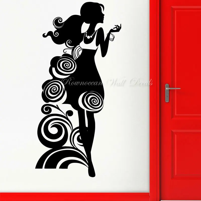 Vinyl Decal Silhouette Beautiful Girl Fashion Style Shop Wall Sticker Home Decor Girls Room Clothes Shopping Window Murals 4815