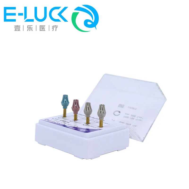 4pcs/box Dental Composite Polishing Kit Spiral Flex Brush Burs Diamond Teeth Polisher For Low-Speed Handpiece