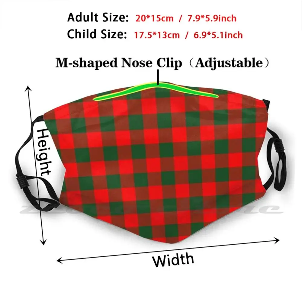 Jumbo Holly Red And Balsam Green Christmas Country Cabin Buffalo Check Mask Adult Child Washable Pm2.5 Filter Logo Creativity