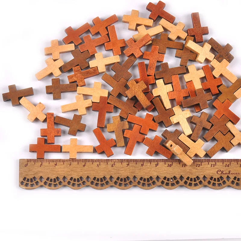 50 قطعة الخرز الصليب ديكورات خشبية الحلي قلادة معلقة مجوهرات الاطفال الهدايا الخشب لم تنته Craft بها بنفسك لوازم الحرفية M2575 #3
