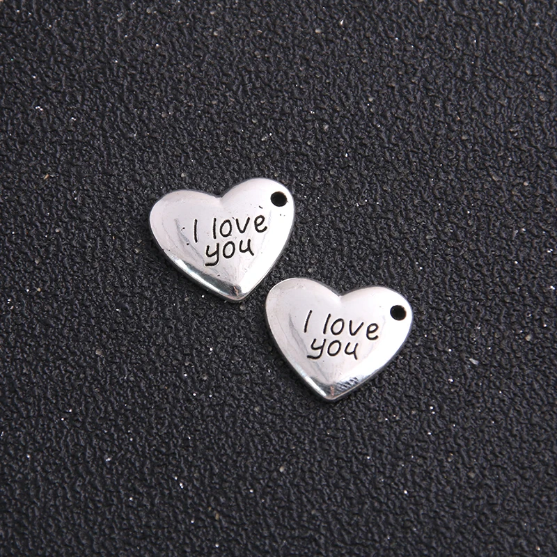 10pcs/lot Antique   heart Charms I Love You Charms jewellery pendant Diy Finding 15*17mm