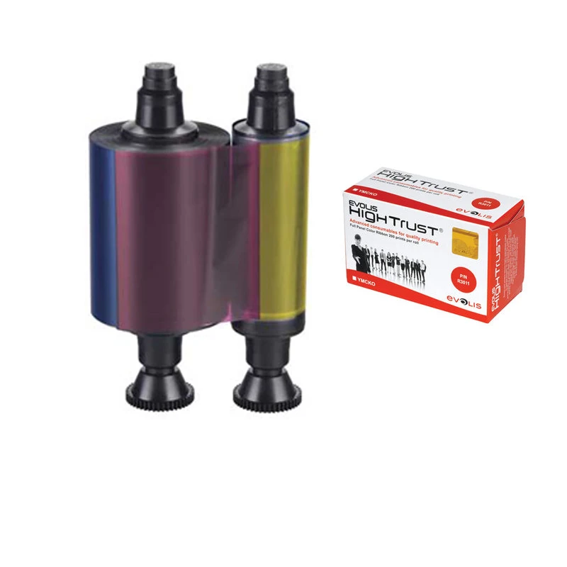 

Evolis Original High Trust YMCKO Ribbon R3011 200 Prints for Pebble Dualys Securion ID Card Printer Full Color Supplies
