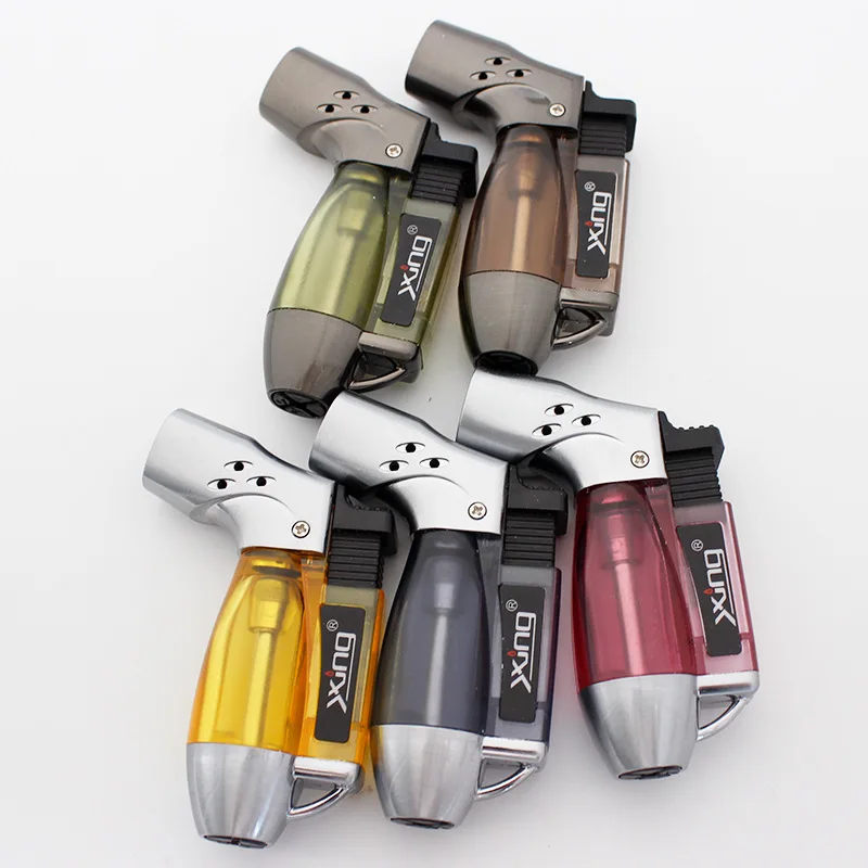 Cigar Triple Torch Lighter Windproof Stright Flame Butane Refillable Jet Lighters Fuel Visible