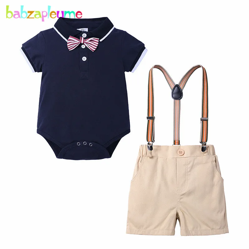 

3Piece/New Summer Newborn Clothes Fashion Casual Short Sleeve Infant Bodysuit+Shorts+Strap Baby Rompers Boys Clothing Set BC1313