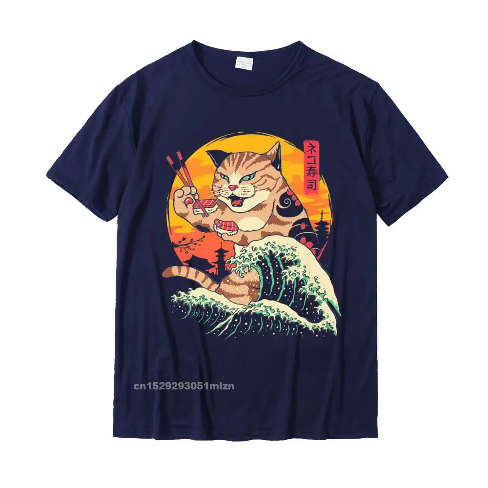 Neko Sushi Wave T-Shirt Premium T-Shirt Youth Rife Slim Fit Tops Shirt Cotton Top T-Shirts Geek