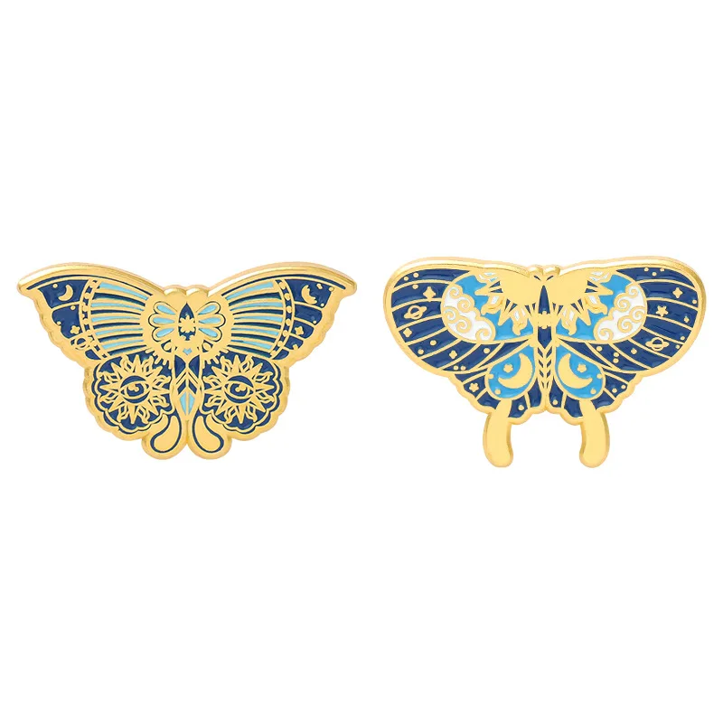 Cartoon butterfly shape pin, personalized blue butterfly alloy brooch, enameled bag decoration badge, gift for friends