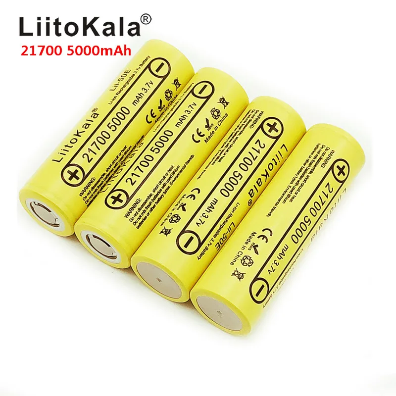 LiitoKala-batería recargable para electrodomésticos de alta potencia, pila de descarga de alta potencia, 21700, 5000mah, 3,7 V, 5C, lii-50E