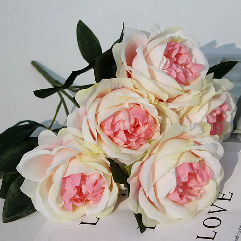 

Artificial Silk Peony Bouquet, 5 Heads, Home Wedding Decoration, Floral Arrangement Arches, Artificial Flower Arrangement