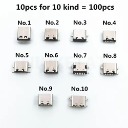 10-100pcs/bag 10Model Type-C Micro USB Charging Dock Connectors Mix 6Pin-24Pin Use For Mobile Phone And Digital Product Repair