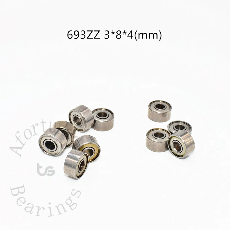 Łożyska miniaturowe 693ZZ 10 sztuk 3*8*4(mm) metalowe uszczelnione części ze stali chromowanej łożyska akcesoria do skrzyni biegów