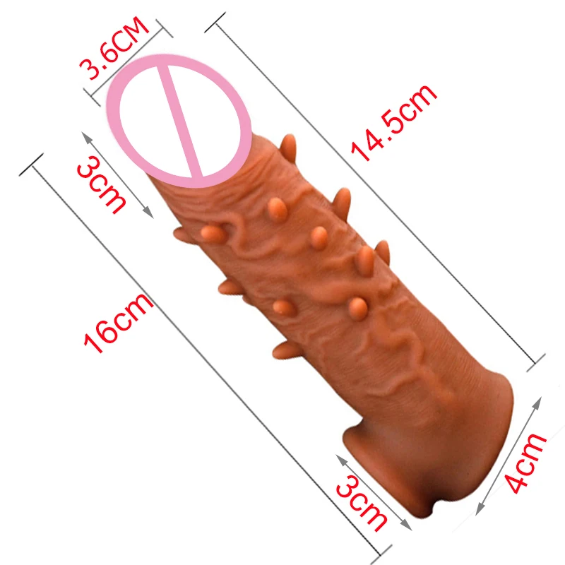 Reusable Penis Extender Condoms Silicone Penis Sleeve Dildo Cock Ring Delay Ejaculation Sex Toys For Men Intimate Goods