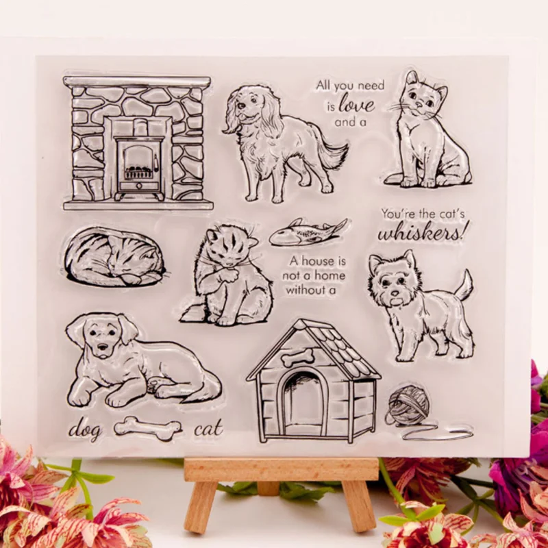 

Pet Cats Dogs Transparent Clear Silicone Stamp Seal Cutting DIY Scrapbook Rubber Coloring Embossing Diary Decoration Reusable