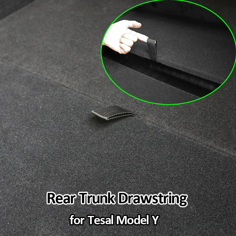 For Tesla Model Y Rear Trunk Rope DrawString Open Tail Box Cover Handle Pull Strap Car Accessories ModelY 2023 Practical Gadgets