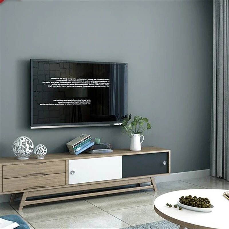 wellyu  Blunt gray wallpaper dark gray cement gray pure pigment color modern minimalist living room bedroom TV background wall