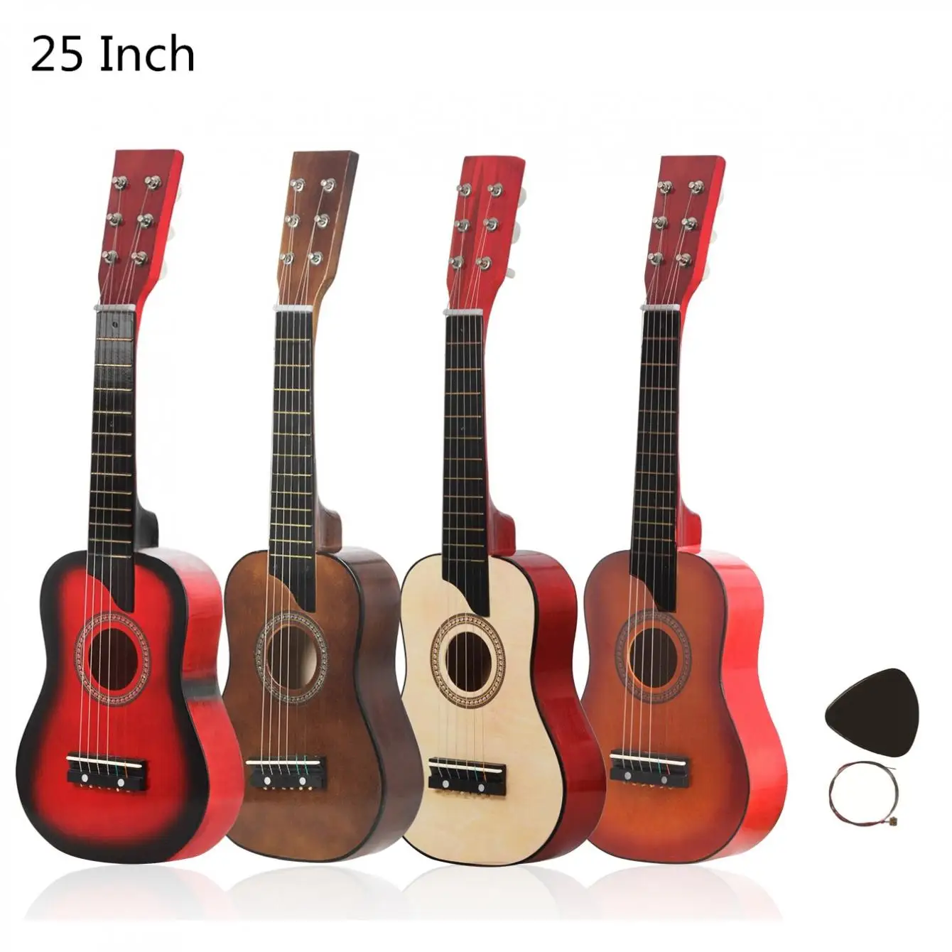 

25 Inch Basswood Acoustic Guitar 12 Frets 6 Strings with Pick Strings Toy Guitar for Children and Beginner