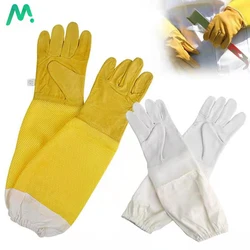 Guantes de apicultura profesionales, Manguitos protectores ventilados, antiabejas, piel de oveja, largos, herramientas de Apicultura