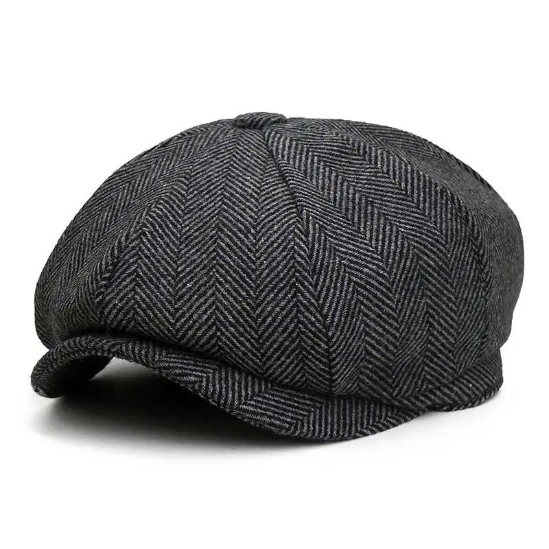 Plus Size Peaky Blinders Men Berets Hat Autumn New Vintage Herringbone Octagon Cap Women\'S Casual Pumpkin Hat Gatsby Flat Beret