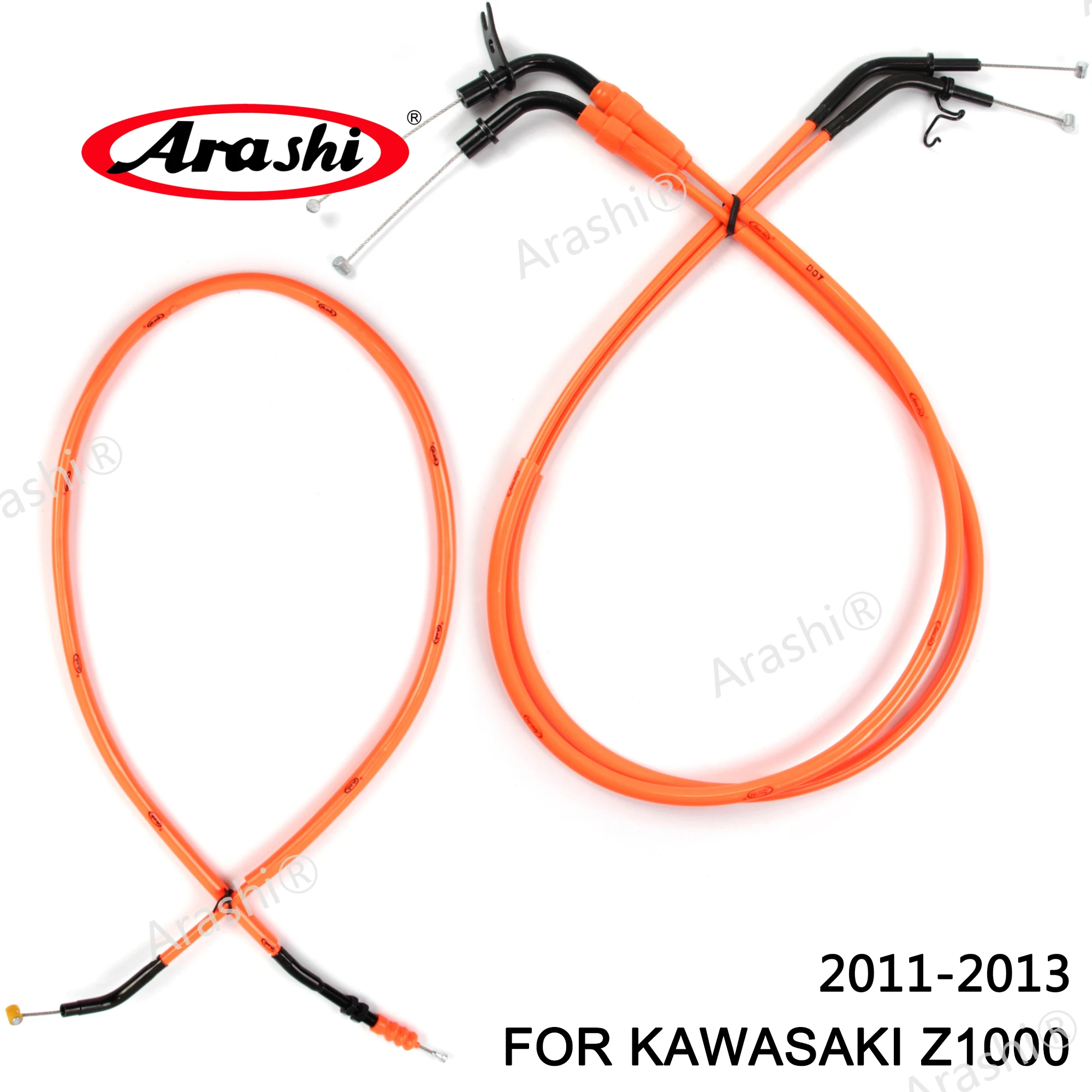 Arashi Motorcycle Accessories Throttle & Clutch Cables Stainless Lines for KAWASAKI Z1000 2011 2012 2013 Z 1000 Ninja 1 Set