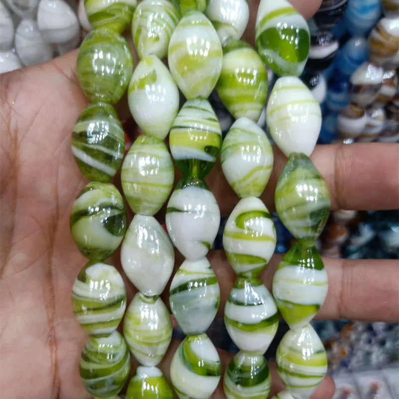 15pcs/lot 12x18mm Handmade Lampwork Beads For Jewelry Making DIY Loose Lampwork Drum Beads Fit Bracelet Necklace