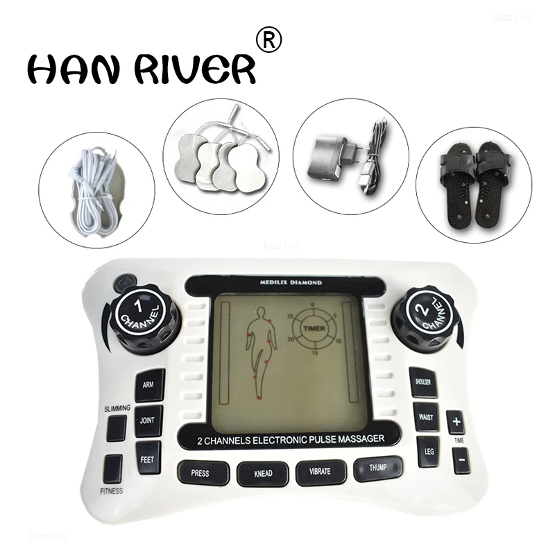 

Dual channel pain relief nerve muscle tens electro stimulator body therapy massager physiotherapy apparatus foot massage slipper