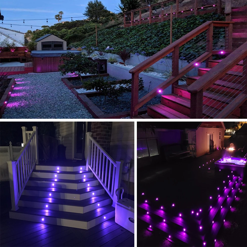 20-Pack LED WIFI RGB Lights Garden Decoration Outdoor DC12V 1W 45MM Lighting Yard Path Pool Deck Floor Stair Round Inground Lamp