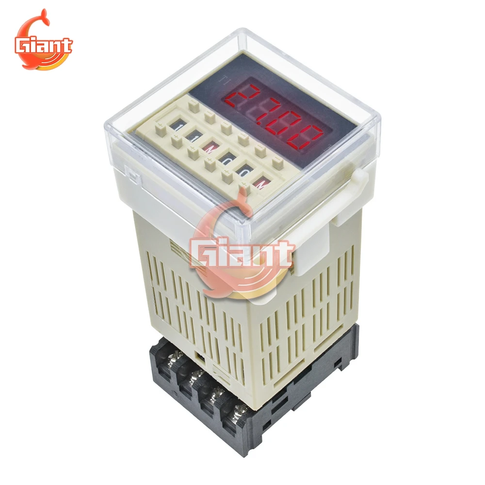 DH48S-S Digital AC 220V Precision Programmable Delay Relay Repeat Cycle SPDT with Socket Base DH48S Series Delay Timer 220V 12V