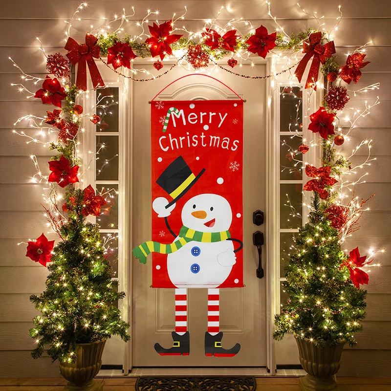 Merry Christmas Decorations Porch Banner Hanging Ornament New Year Sign for Home Front Door Wall Xmas Natal Noel 2022 Decor