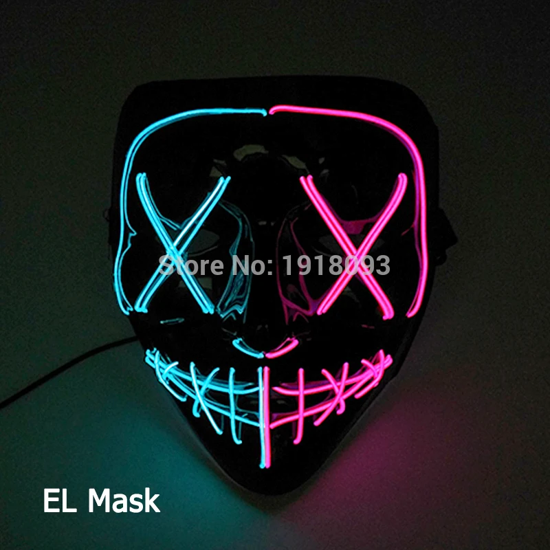 Hot Sales Carnival LED Mask Party Masque Masquerade Masks Horror Neon EL Mask LED Light Up Mask Halloween Glow Party Supplies