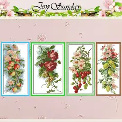 Cherry Grapes Roses Flowers Apples Counted Cross Stitch Set 11CT 14CT 16CT Stamped DMC Cross-stitch Kit Embroidery Needlework