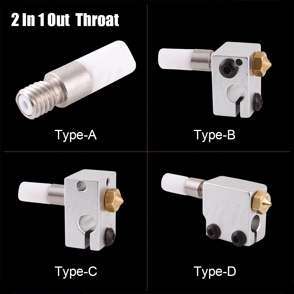 3D Printer parts PTFE tube 2 In 1 Out 2 colors Hotend Throat