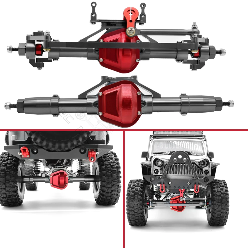 Metal CNC Front Rear Axle with Servo Base for 1/10 RC Rock Crawler Car Axial SCX10 RC4WD D90 Upgrade Parts